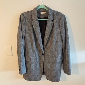 Loft Boyfriend Blazer- Gray Plaid